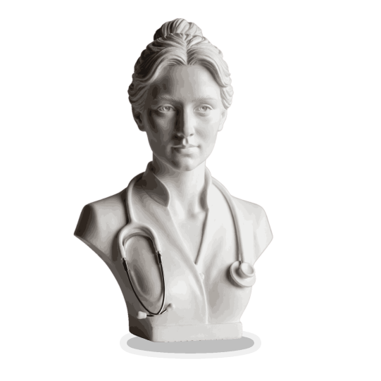 مجمسمه‌ی یک پزشک خانم ایرانی که مبتکر استفاده از نرم افزارهای مدیریت کلینیک هستند